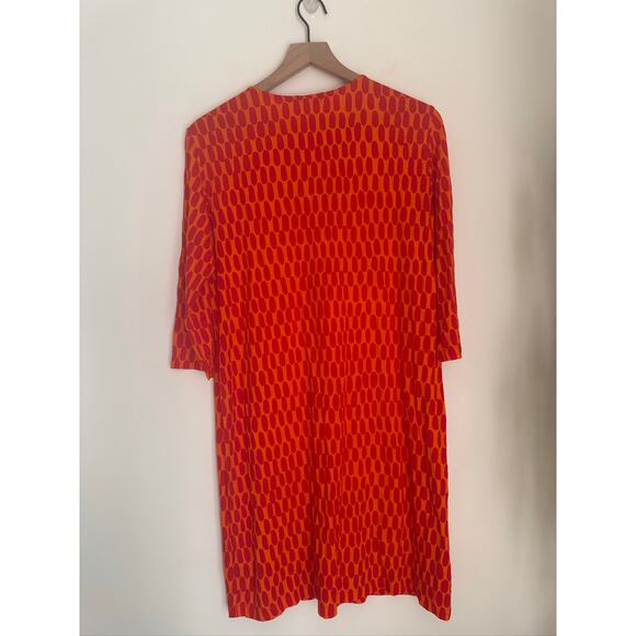 Marimekko Kerstin 2 Printed Jersey Knit Midi Dress in Orange/Red - M - Picture 5 of 7